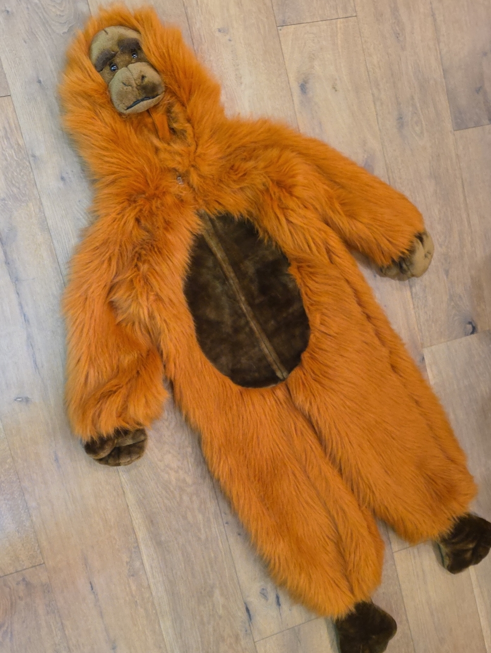 Kids Orange Plush Monkey Costume with Hood